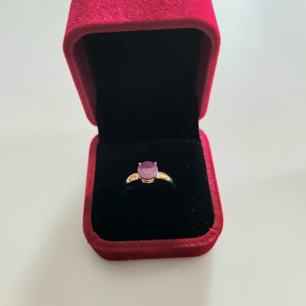 Elegant Gold Ring with Real Amethyst Stone